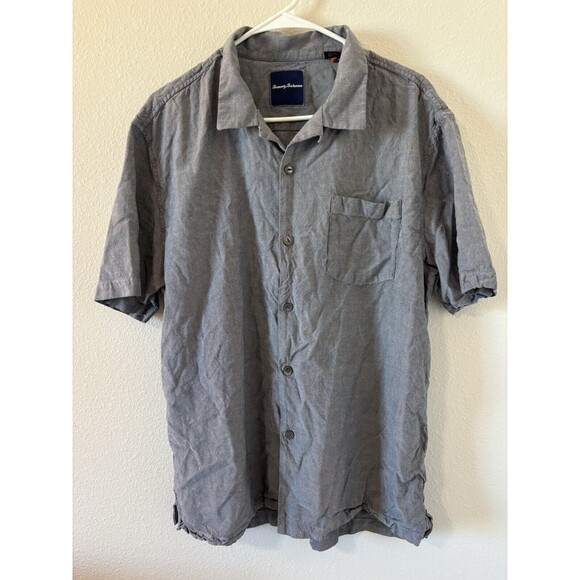 Tommy Bahama Shirt Mens XL Button Up, Light Gray, Pocket Shirt, Hawaiian - Picture 1 of 5
